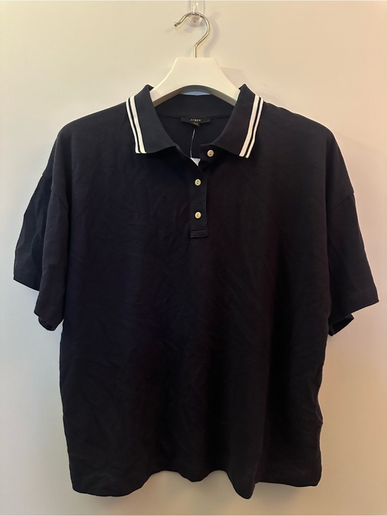 J. Crew Other - J.CREW | Oversized Cropped Polo Shirt with White-Striped Collar